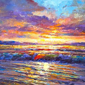 Sun Melting into Waves