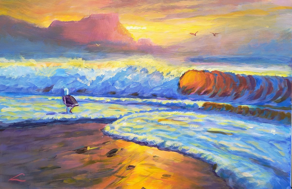 Sunrise Wave By Elena Sokolova, 24 X 16, Artwork For Sale On Artfinder