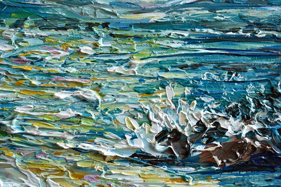 Ocean Sunrise - Original Painting on Canvas, Palette Knife Art