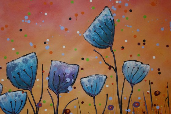 Young Folks #6 - Large original abstract floral painting