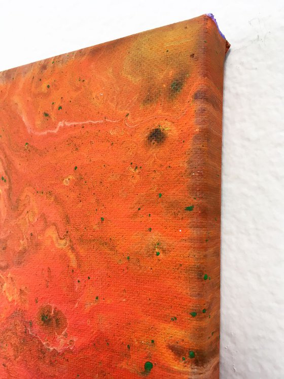 "Orange Theory" - Original Small Abstract PMS Acrylic Painting - 12 x 9 inches