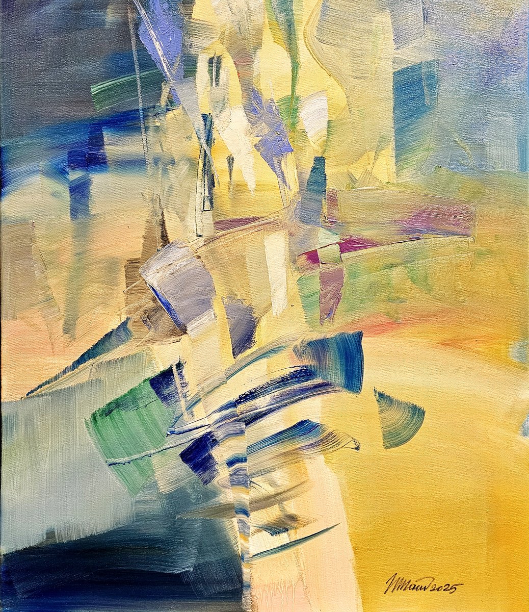 Abstract Oil Painting By Taidakov Nikolai, 24 X 28", Summer Afternoon, Original Artwork