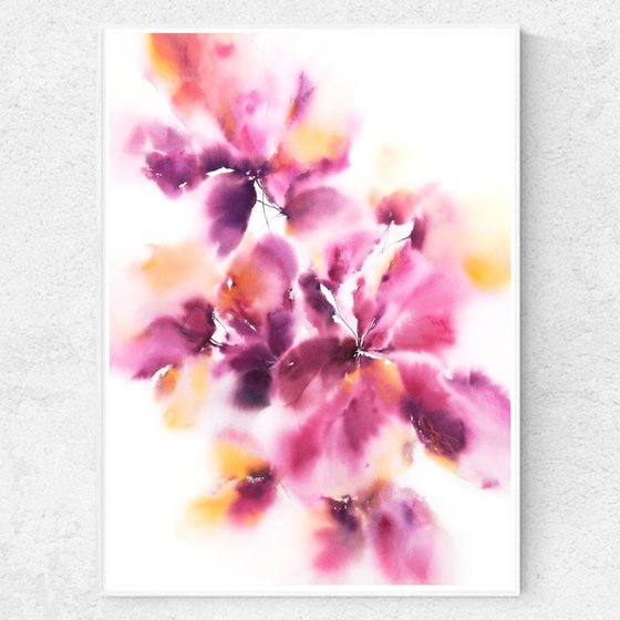 Purple watercolor flower bouquet painting