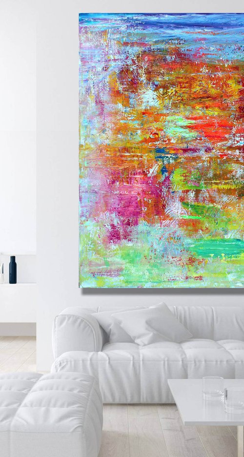 Extra large 200x200 abstract painting  " One joyful day" by Veljko  Martinovic