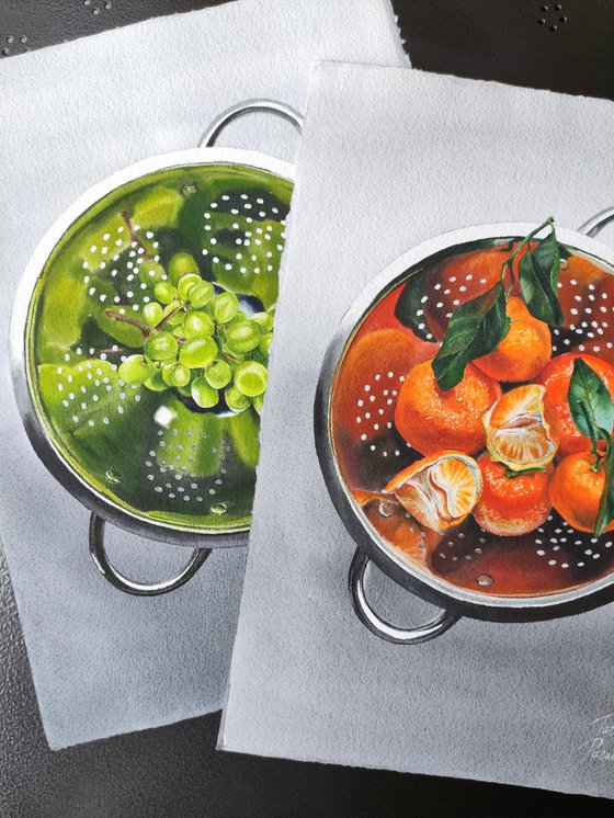 Diptych - colanders with fruits