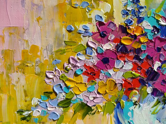 Flowers for you - small painting, oil painting, flowers, bouquet, gift idea, gift, flowers oil painting