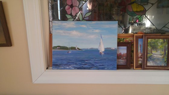 The view of St. George's Island, Halifax harbour (12x16x0.7'')