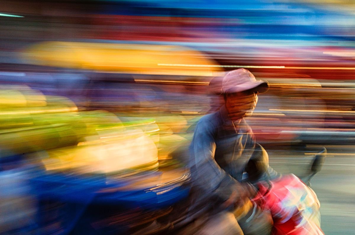 Impressionistic Portrait Photograph By Marc Ehrenbold, 40 X 30", Velo City #1, Original Artwork