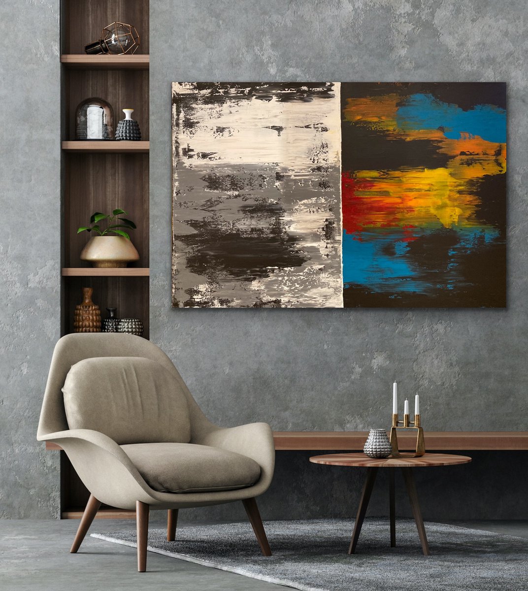 Positive & Negative - Rectangular - Ex-:Large - Abstract - Canvas by Alessandra Viola