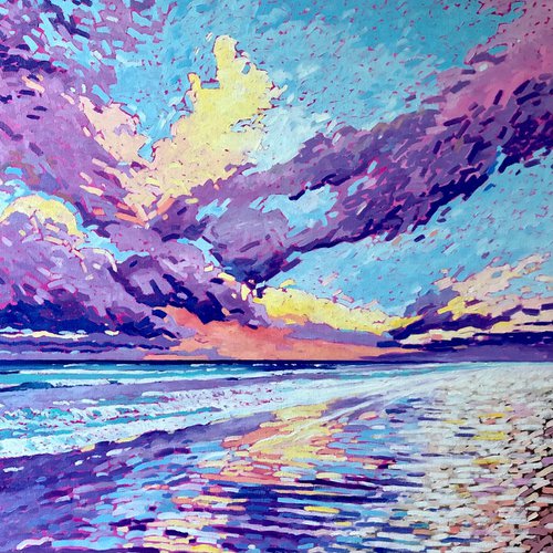 abstact seascape painting 75-75cm by Volodymyr Smoliak