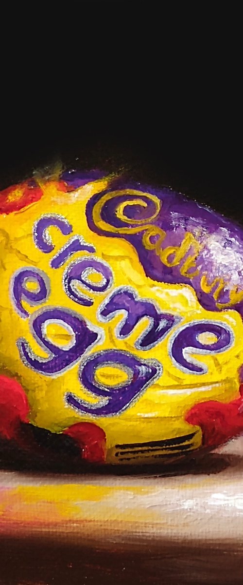 Chocolate Creme egg still life by Jane Palmer Art