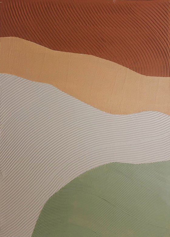 "Field" Green red orange abstract textured