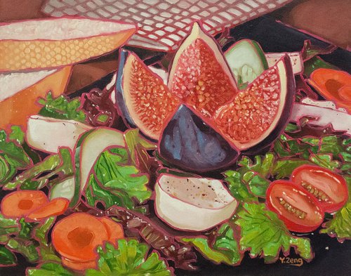 Fig salad still life by Yue Zeng