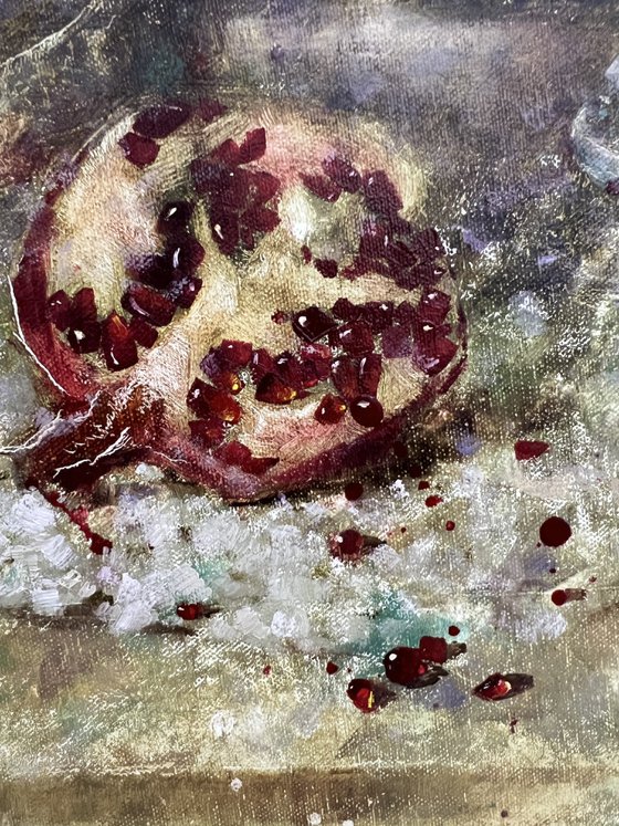 Pomegranate in French bistro