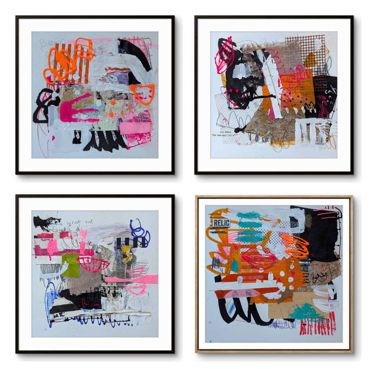 Abstract Painting By Jenny Furman, 12 X 12, Untitled 1028- Set Of 4, Original Artwork