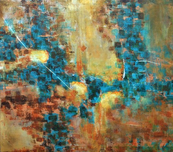 THE LIGHT WILL ALWAYS FIND YOU, 118x50cm, turquoise copper abstract ...