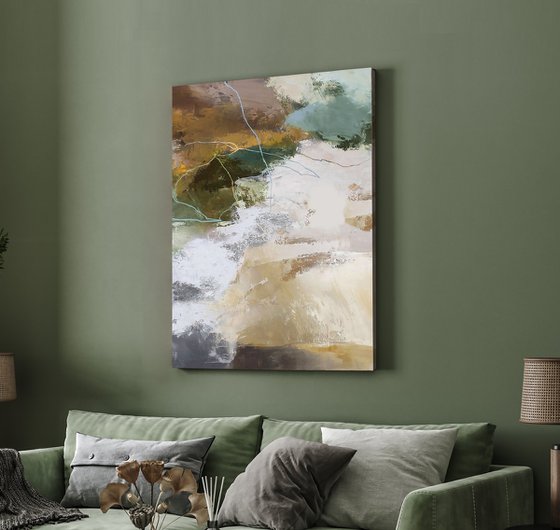 "Green Glory 3" Green green gray brown art