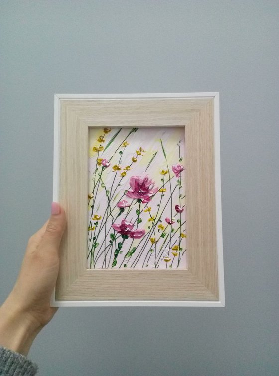 Wildflowers In The Field #1+ Easel or Frame, miniature