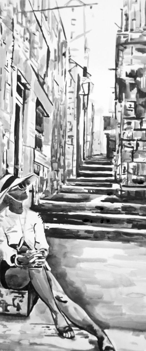 Girl with a hat / 70 X 50 cm by Alexandra Djokic