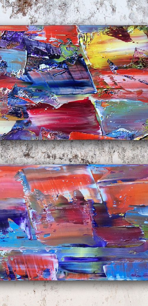 "Streaking Series" - Save As Series - Original PMS Abstract Diptych Oil Paintings On Wood - 28" x 24" by Preston M. Smith (PMS)