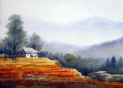 Himalaya Flower Valley - Watercolor Painting by Samiran Sarkar