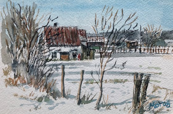 Outbuildings in the snow