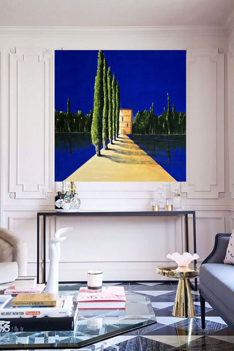 Impressionistic Landscape Acrylic Painting By Danijela Dan, 31 X 31, The Simmetry Of Provence Vi, Original Artwork