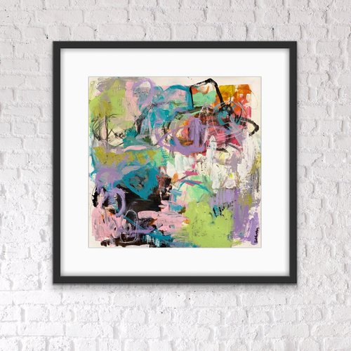 I've Got a Stain on My Shirt - playful colorful whimsical abstract raw art by Kat Crosby