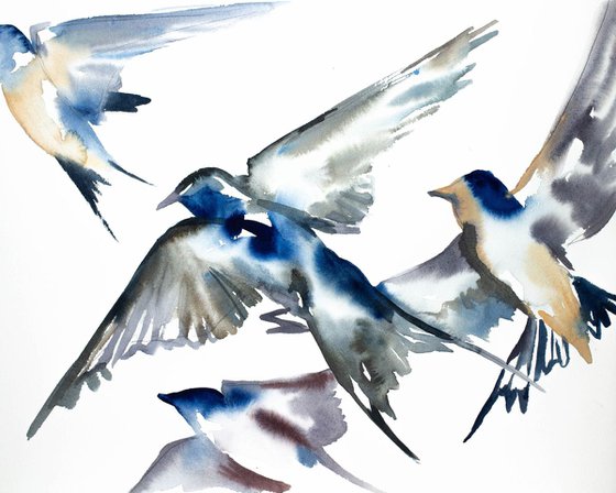 Swallows in Flight No. 13