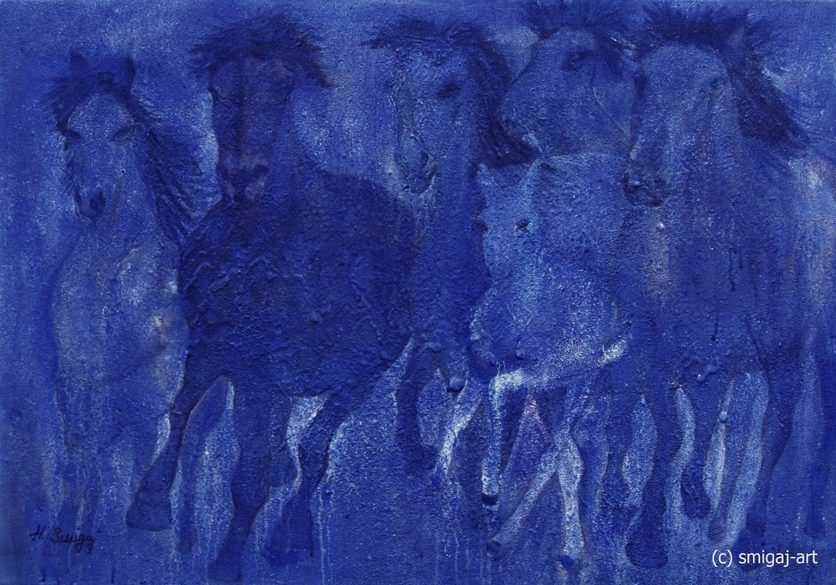 Dlmener wild horses at night by Hanni Smigaj