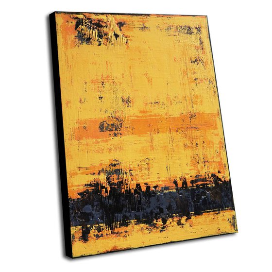 MIDSUMMER - 110 X 80 CMS - ABSTRACT ACRYLIC PAINTING TEXTURED * YELLOW * ANTHRACITE