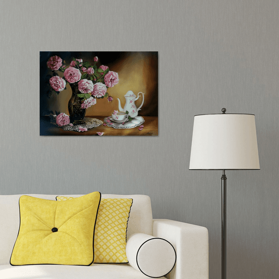 Still life with peonies