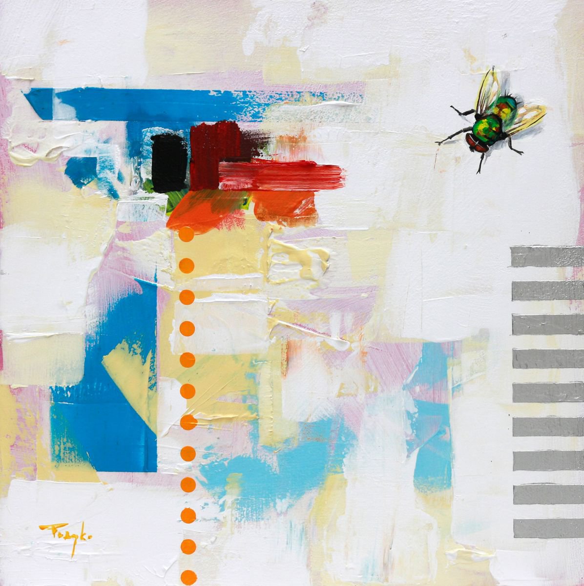 Impressionistic Animal Acrylic Painting By Trayko Popov, 12 X 12", Close-Up - 30X30 Cm, Original Artwork