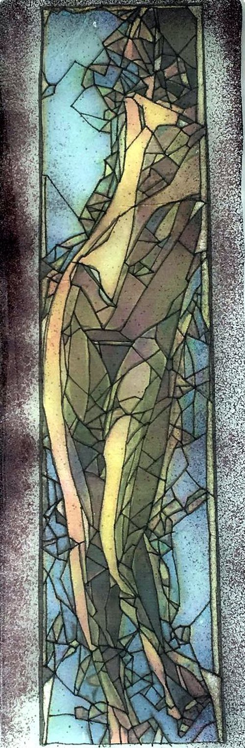 'Shattered nude' - cast glass silk drawing by Tony Roberts