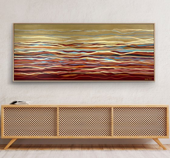 Golden Flow - 152 x 61 cm - metallic gold paint and acrylic on canvas