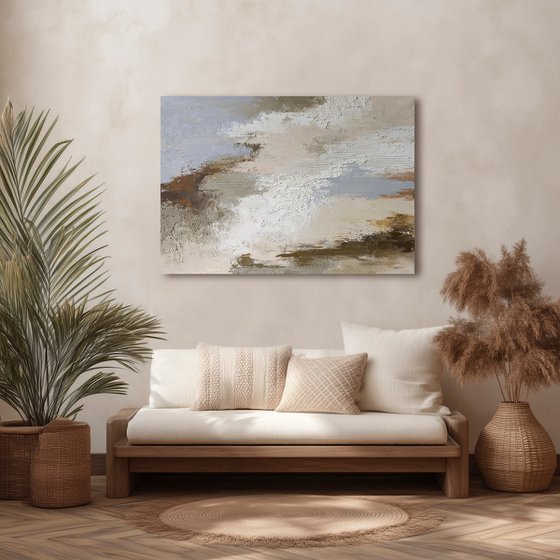 "Borgo" Abstract blue gray textured art