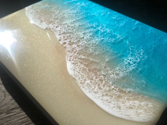 White Sand Beach #25 Miniature Ocean Painting Gift idea