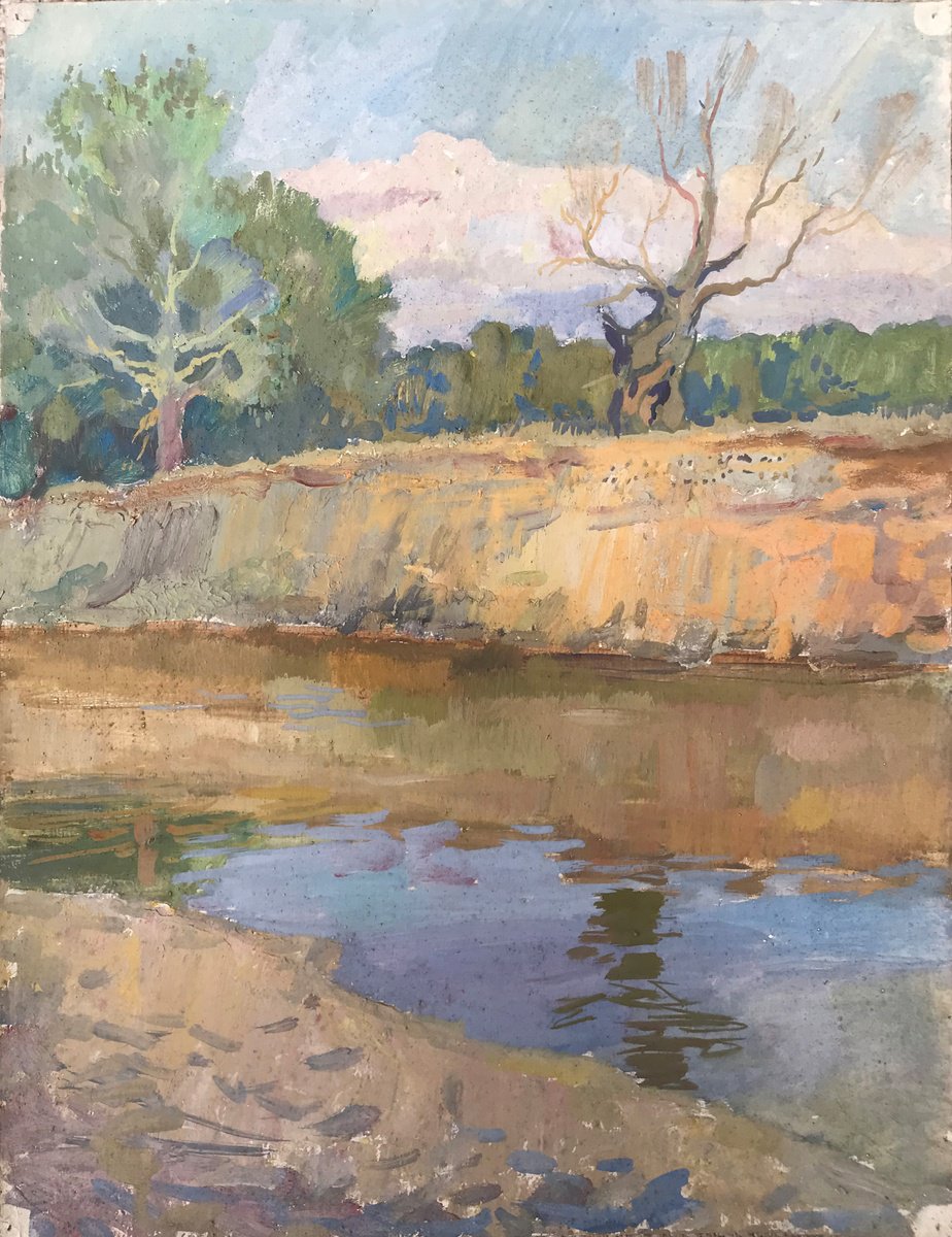 Impressionistic Landscape Oil Painting By Viktor Mishurovskiy, 11 X 15", River Psyol, Original Artwork