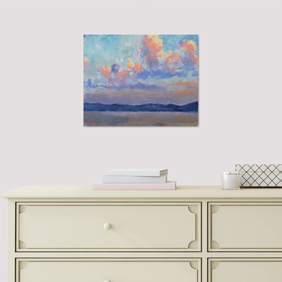 Seascape with big clouds