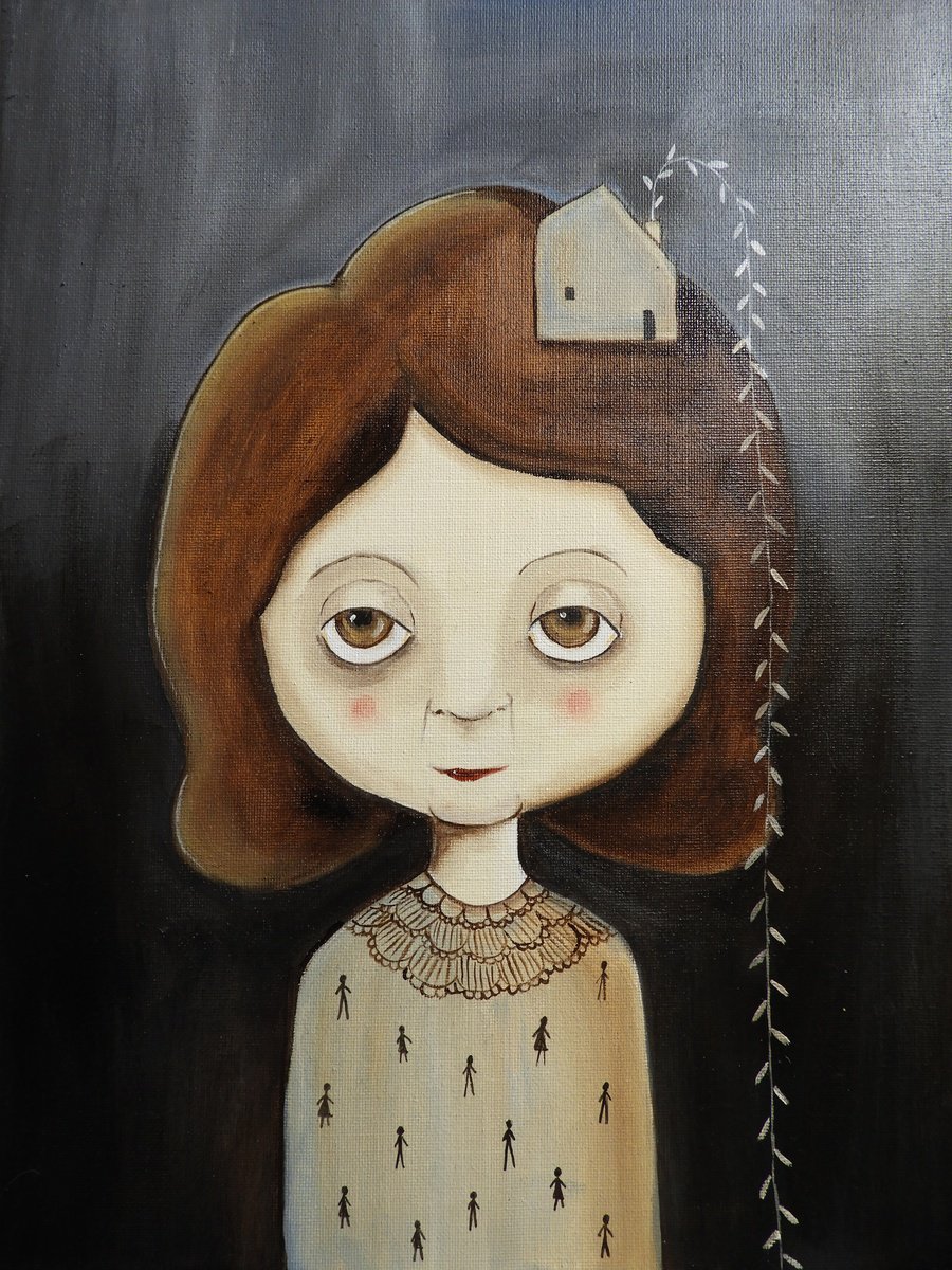 Illustrative Oil Painting , Thinking About Home By Silvia Beneforti, 12 X 16, Artwork For Sale On Artfinder