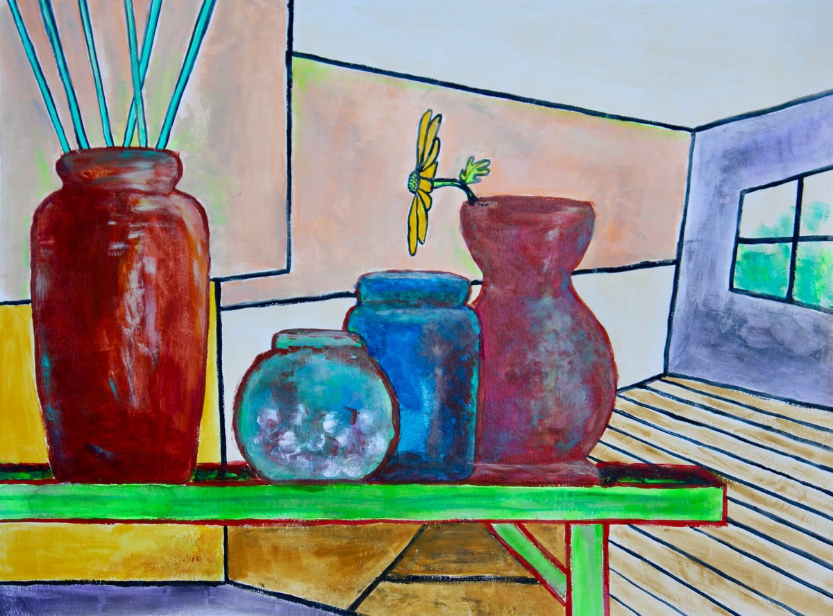 Surrealistic Still Life Acrylic Painting By Kay Macdonald, 24 X 18", Unordinary Still Life, Original Artwork