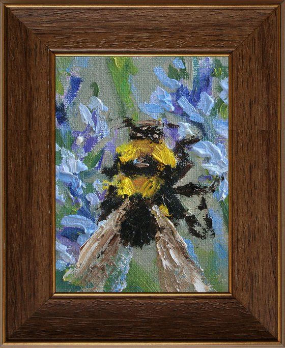 BUMBLEBEE 05... framed / FROM MY SERIES "MINI PICTURE" / ORIGINAL PAINTING