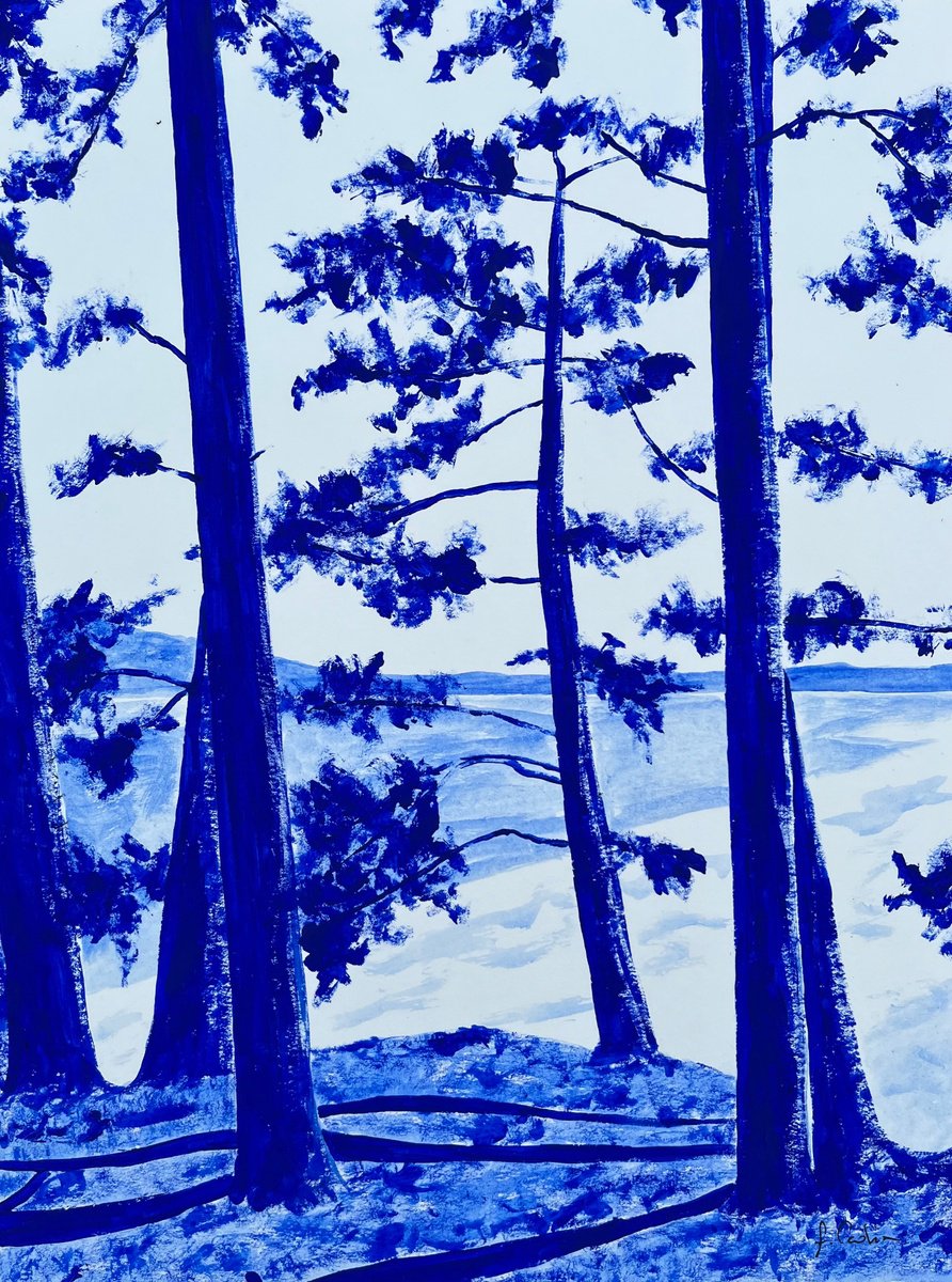 Landscape Acrylic Painting By Cadiou Frederic, 13 X 17, Henan Wood, Original Artwork