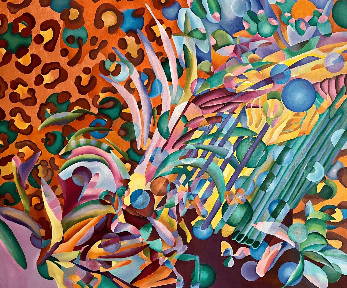 Organic Abstract Oil Painting By Tatiana Fedorovskaya, 67 X 55", Hide & Seek Leo, Original Artwork