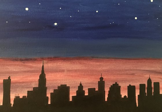NEW YORK CITY SILHOUETTE AND STARS
