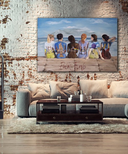 Pink Floyd. Oil painting with famous band.Women,girls.See,mountains and landscape. Sex girls by Tetiana Tiplova