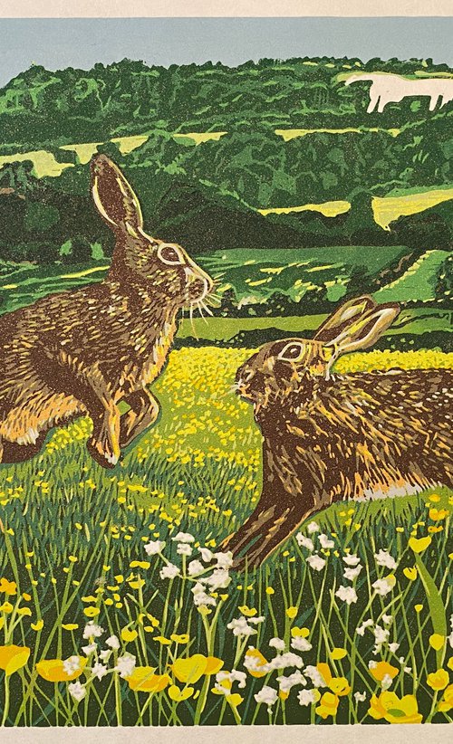 White Horse Hares by Lindsay Perrett