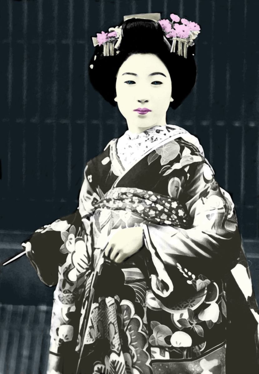 Geisha in Beautiful Kimono Digital Art (Giclée) by Alex Solodov | Artfinder