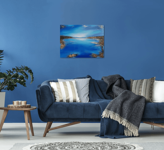 A large original modern semi-abstract seascape painting "Depth of the sea"