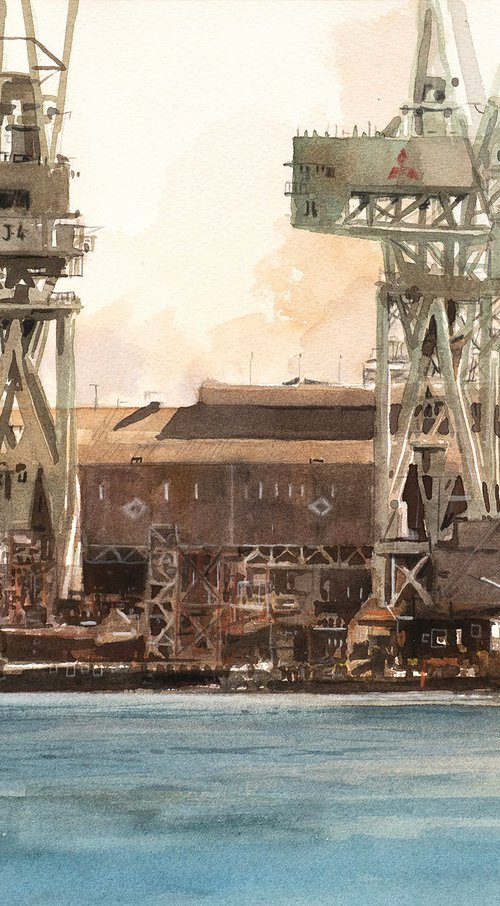 Shipyard Cranes by Masato Watanabe